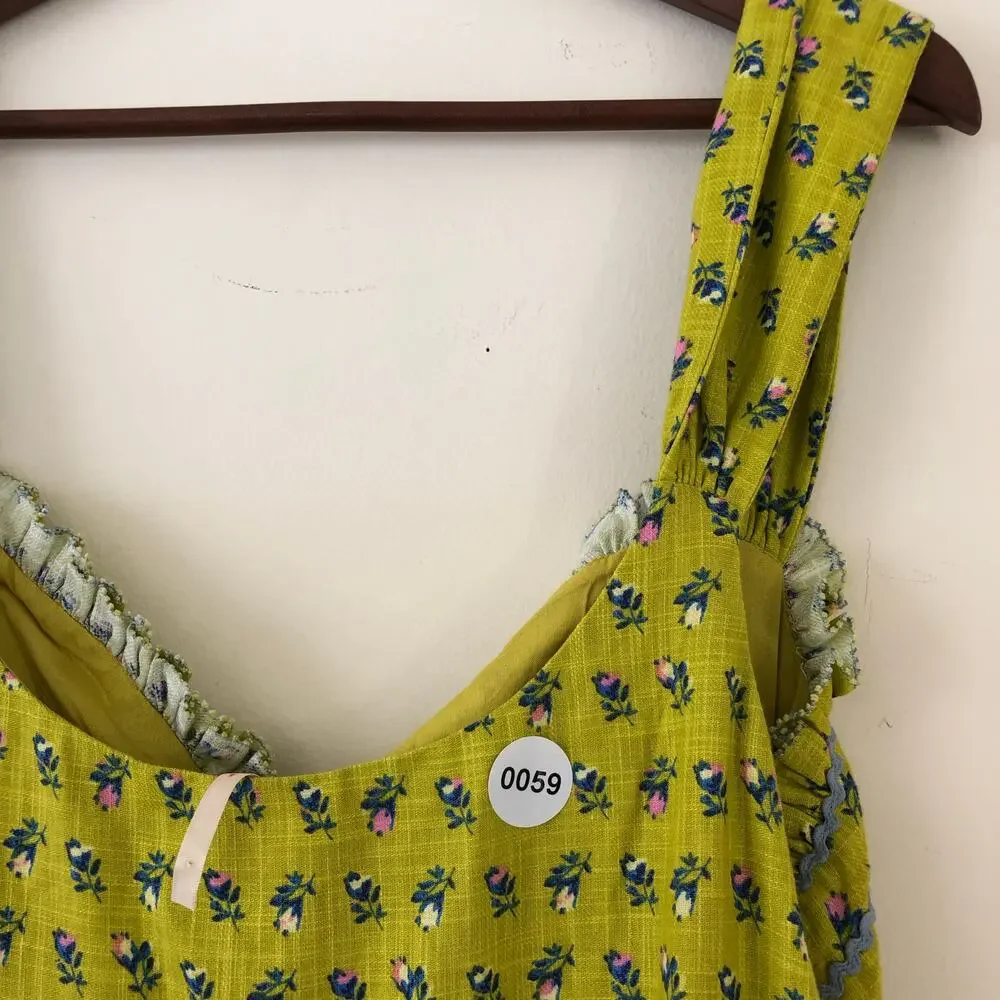 Free People Sweet Hearts Midi Dress  Citronelle Combo Cottagecore Size L - Picture 11 of 11